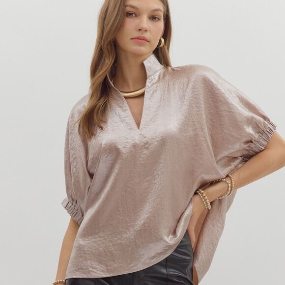 Entro Champagne Satin Blouse - Picture 1 of 7